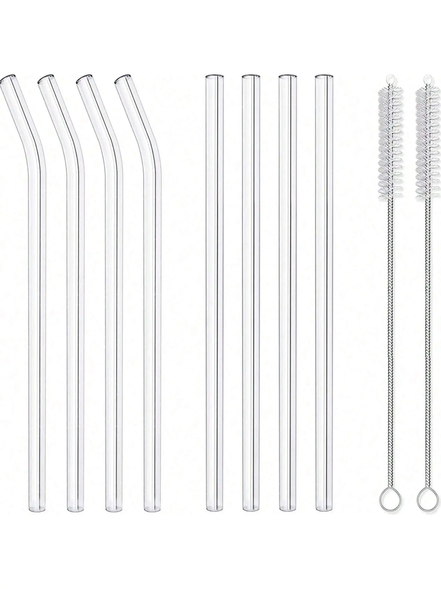 Reusable Glass Straws 5-Piece Set With Cleaning Brush 10 X 10 Mm Dishwasher  Durable Clear Drinking Straws For Coffee Tea Cocktails Smoothies Beverages  Friendly