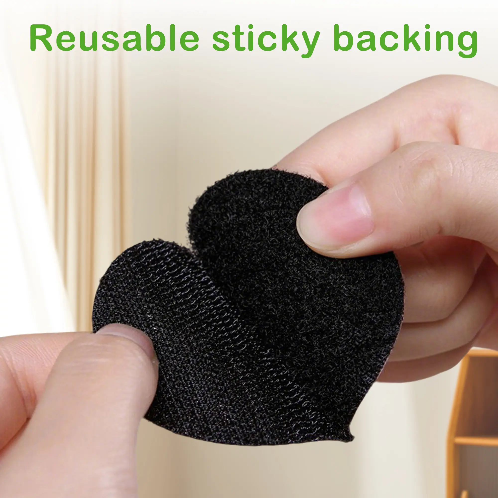 30 Counts Round Hook and Loop Fasteners, Damage-Free Removable Fastening Dots for Smooth Surfaces, Black