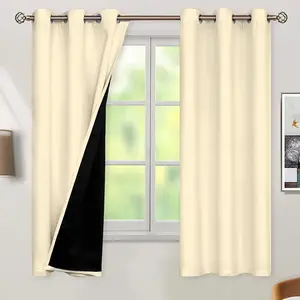 2 Piece Blackout Curtains Set, Room Decor Curtain, Nordic Style Coated Fabric Drapes for Living Room Bedroom, 100% Light Blocking Window Coverings