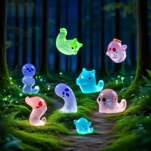 New 11-Piece Set Cute Halloween Colorful Little Ghost Figurines DIY Decorations Hanging Accessories Miniature Landscape Ornaments