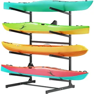 VEVOR Kayak Storage Rack, Heavy Duty Adjustable Freestanding Stand with Lockable Wheels for Indoor Outdoor Garage Shed Dock, Holder for Canoe, SUP, Surfboard Paddleboard