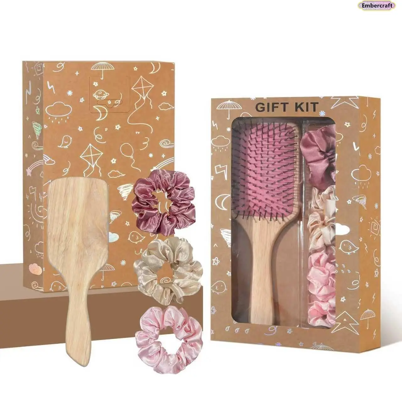Pink Cushion Hair Brush for Women, Detangling Scalp Massage Hair Brush, Anti Static Soft Hairbrush, Lightweight Daily Hair Care Tool with Gift Box for Home, Travel & Styling