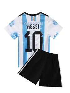 22/23 Kids Sports Set, Boys Girls Breathable Football Jersey Messi 10 Fan Shirt Training Suit, Casual Short Sleeve and Shorts