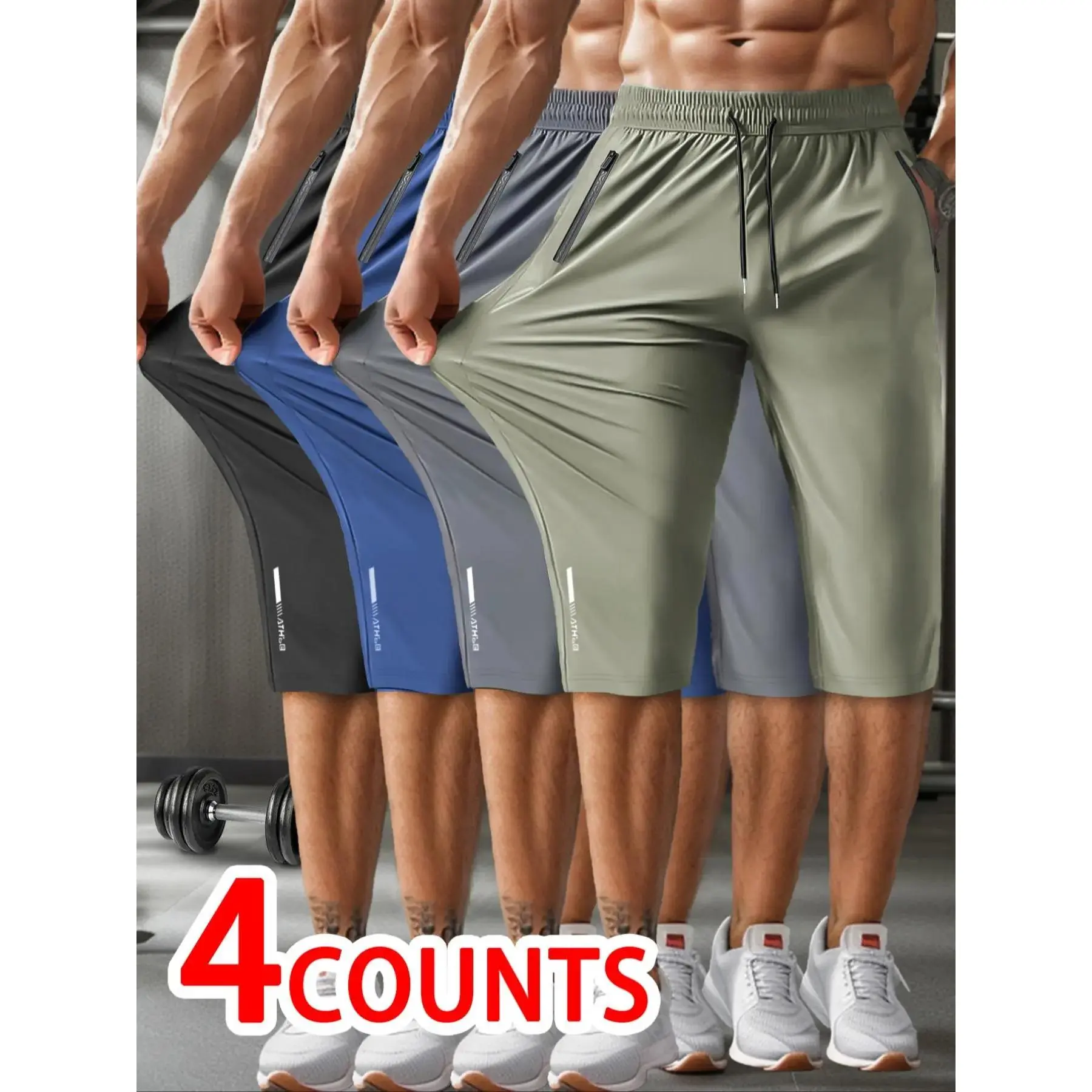 Men's Solid Drawstring Waist Capris Pants, Casual Regular Fit Pocket Track Capris Pants  Summer, Men's Bottoms  Daily Wear, Shorts  Men, Shorts  The Summer outfit for sale