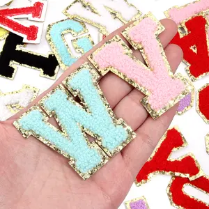 26pcs 6cm Self-adhesive Letter Sticker Patch Alphabet Towel Embroidered Applique For DIY Logo Name Clothes Iron on Accessories