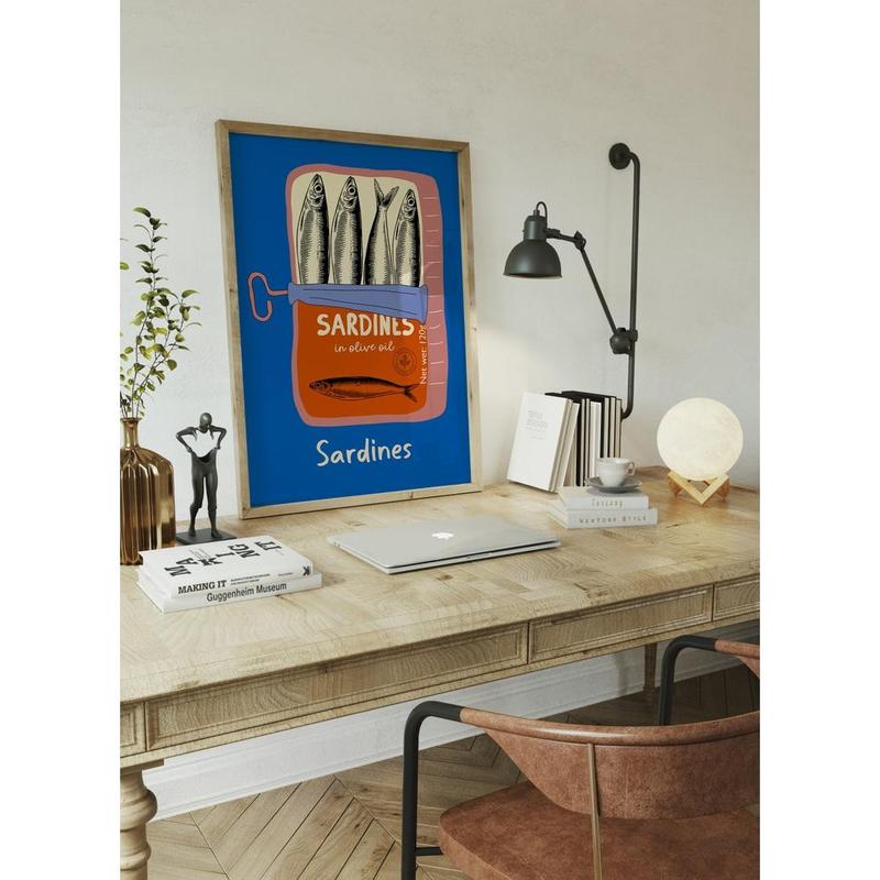 Trendy Sardines Art Print, Tin Fish Art Print, Sardines Tin Print, Colorful Fish Print, Kitchen Wall Art, Trendy Wall Art, Seafood Wall Art