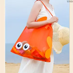 Foldable Large Mesh Beach Tote Bag, Multi Pocket Storage Handbag, Durable Portable Organizer Bag Ideal Holiday Christmas Gift for Outdoor Travel Vacation Daily Use