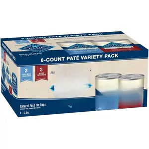 Blue Buffalo Homestyle Recipe Adult Wet Dog Food 6-Count Pâté Variety Pack Chicken & Beef Dinner 12.5 oz Cans Natural High-Quality Real Meat First Formula