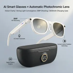 2026 New X01-AI 4K Smart Camera Glasses with 6-axis stabilization AI Photo Recognition, Real-Time Translation & Charging Case, ENC noise reduction for Bluetooth Calls,Stylish Travel Accessory-2 pairs of interchangeable lenses