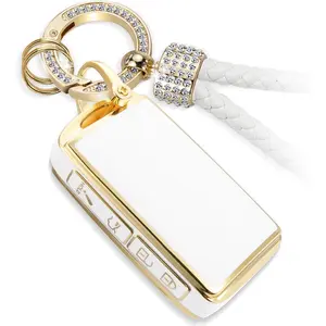 For Mazda Key Fob Cover with Luxury Diamond Bling Braided Rope Keychain, Upgraded Soft Case for Mazda CX-5 CX-9 CX-30 3 6 Hatchback (4 buttons) Fob Shell