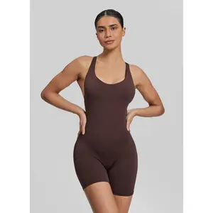 Form-Fitting Shorts Crossback Built-in Bra Sweat-Wicking Bodysuit | Gym Girl Collection | Breathable, Womenswear