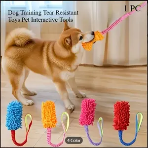 Dog Toys for Aggressive Chewers Soft Plush Pulling Rope Pet Toy with Durable Handle - Interactive Chew Toy for Fun Play, Teeth Cleaning, and Training Exercices