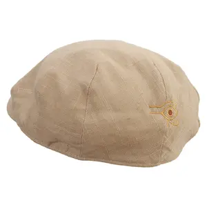 Golden Egypt Gods Symbol Embroidered Big Size Men's Linen Ivy Cap