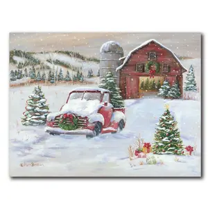 Courtside Market Barn on a Snowy Day 16x20 Canvas Wall Art