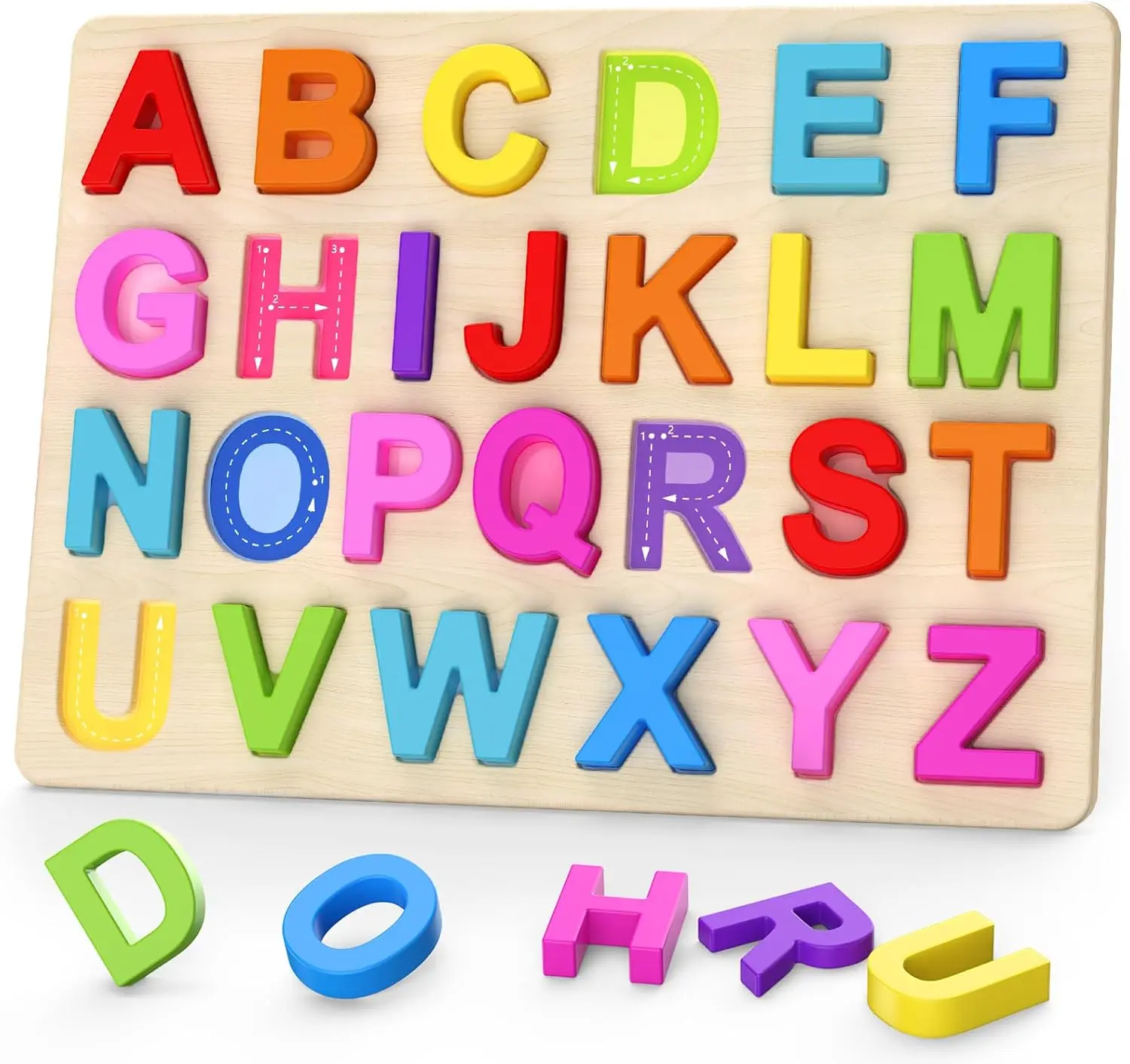 Alphabet Puzzles Wooden Puzzles for Toddlers ABC Shape Puzzles for Kids Preschool Learning Activities Gift for Girls Boys