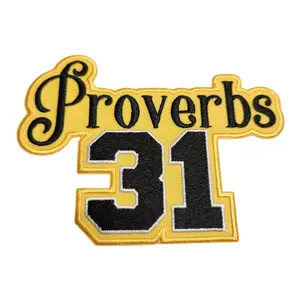 Patch Party Club, (1-pc) "Proverbs 31" Iron-On Embroidered Patch, Size 4"*2" Great for Jackets, Hats, Bags, Apparel, Applique, DIY, Crafts