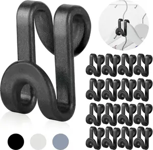 Clothes Hanger Connector Hooks 60 PCS, Space Saving Hanger Hooks, Heavy Duty Hanger Hooks, Space Saving Cascading Hanger Hooks for Organizer Closet, Black