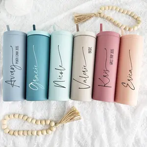 Custom Personalized Tumbler - Bridesmaid, Vacation, Bachelorette, Wedding, Birthday, Girl's Trip with Straw - Bottles, Drinkware, Water Bottles Adjustable floral design cup Insulated Stainless