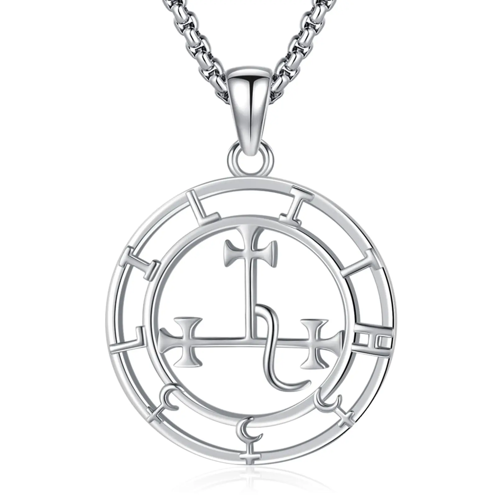 DRINSPER Lilith 925 Sterling Silver Adjustable Necklace - Witchy Mother Lilith Symbol Removable Pendant, Lead-Free Nickel-Free SGS Inspection Women's Jewelry with Jewelry Cleaning Cloth, Chain Necklaces, Casual, Spiritual Jewelry