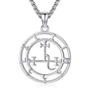 DRINSPER Lilith 925 Sterling Silver Adjustable Necklace, Witchy Mother Lilith Symbol Pendant, Pagan Jewelry for Women