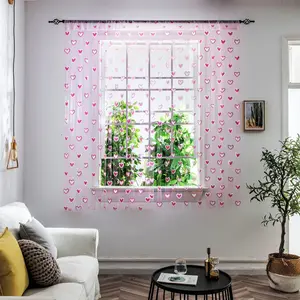 1pcs/2pcs 39.37x78.74in Romantic Two-Tone Love Cord Fringe Partition Curtain - Rod-Through Finished Decorative Screen