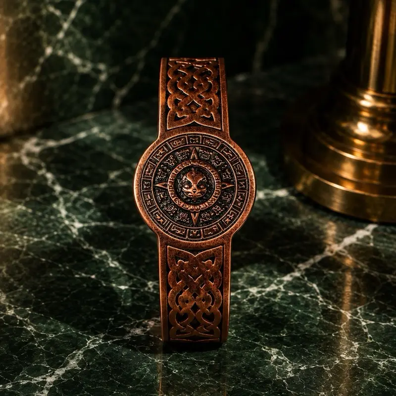 Pulsera Artesanal de Cobre Inspirada en la Cultura Mexica