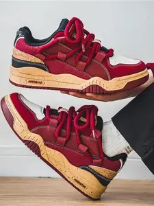 Men's Fashionable Patchwork Lace Up Skate Shoes, Casual Comfortable Sports Shoes for Daily Wear, Trendy All-match Sneakers for Men