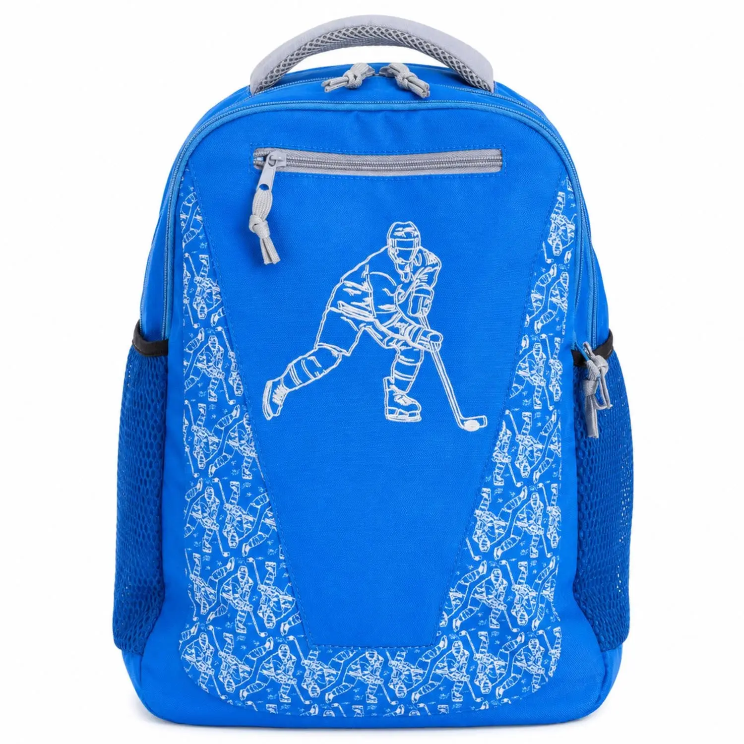 Ice Hockey Graphic Athletic Backpack for Hockey Players - Breakaway, Adjustable Shoulder Strap, Back To School Haul, Zip, School Day, Mesh Pockets, Main Compartment, Bold Hockey Player Graphic