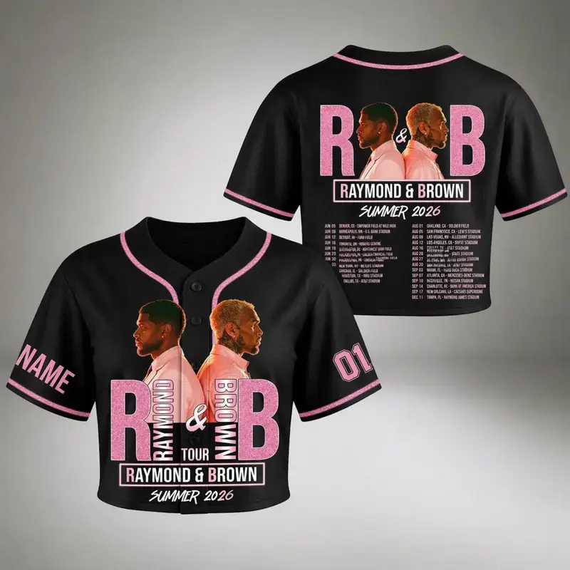 Raymond & Brown Summer 2026 Baseball Jersey Croptop | R&B Concert Merch Shirt, Tour Outfit, Music Fan Gift & Streetwear Fashion