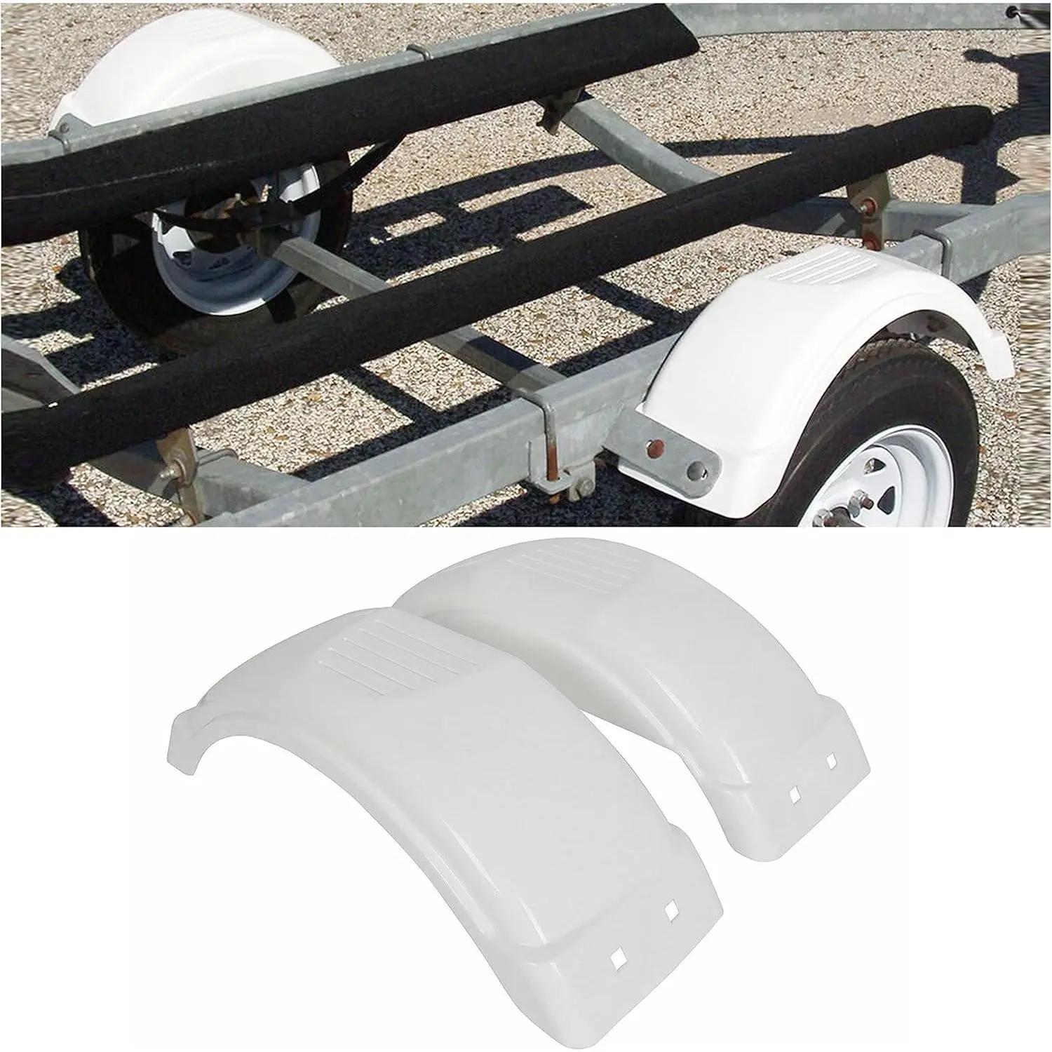 8"-12" Set of Two Single-Axle Trailer Fenders Wheels Tire Top Step Skirt Boat