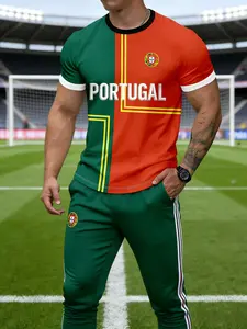 2026 New Portugal Jersey, Colorblock Design, Must-Have Fanwear for Matches, Soccer Jersey, Long Fitted Shirt, Sporty Style, All over Print, Athletic Activewear, Athletic Tops
