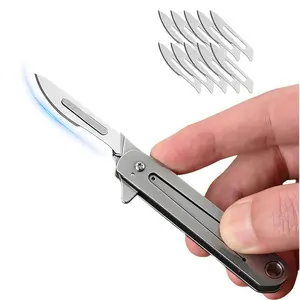 5-inch sharp stainless steel porfessional kitchen  for cutting meat slices and cooking  (equipped with 10 spare blades) Pocket scalpel knife