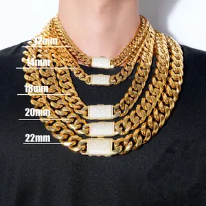 10/12/14/18/20/22mm Golden Heavy Solid Cuban Link Chain Necklace Stainless Steel Miami Women Mens Hip Hop Jewelry Gift