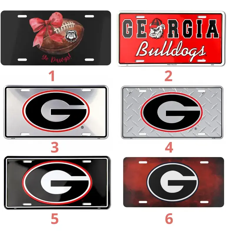 [Georgia Bulldogs] Rare Pride Elite Logo License Plate Collection, UGA Dawgs 2D Embossed Front Vanity Tag for Truck SUV, Heavy Duty Metal Car Plate, College Football Fan Gift for Men Him, Auto Decor