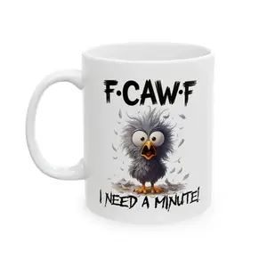 F-CAW-F Funny Ceramic Mug - Gift for Coffee Lovers, Bird Lovers, Office Humor, Quirky, Birthday Gift