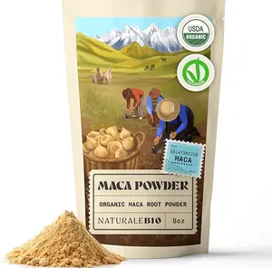 NaturaleBio Maca Powder Organic 8 oz. Peruvian, Natural and Pure, from Organic Maca Root. Vegetarian and Vegan Friendly - Gelatinized. Gelatinized for Enhanced Bioavailability. Ideal for Smoothie.
