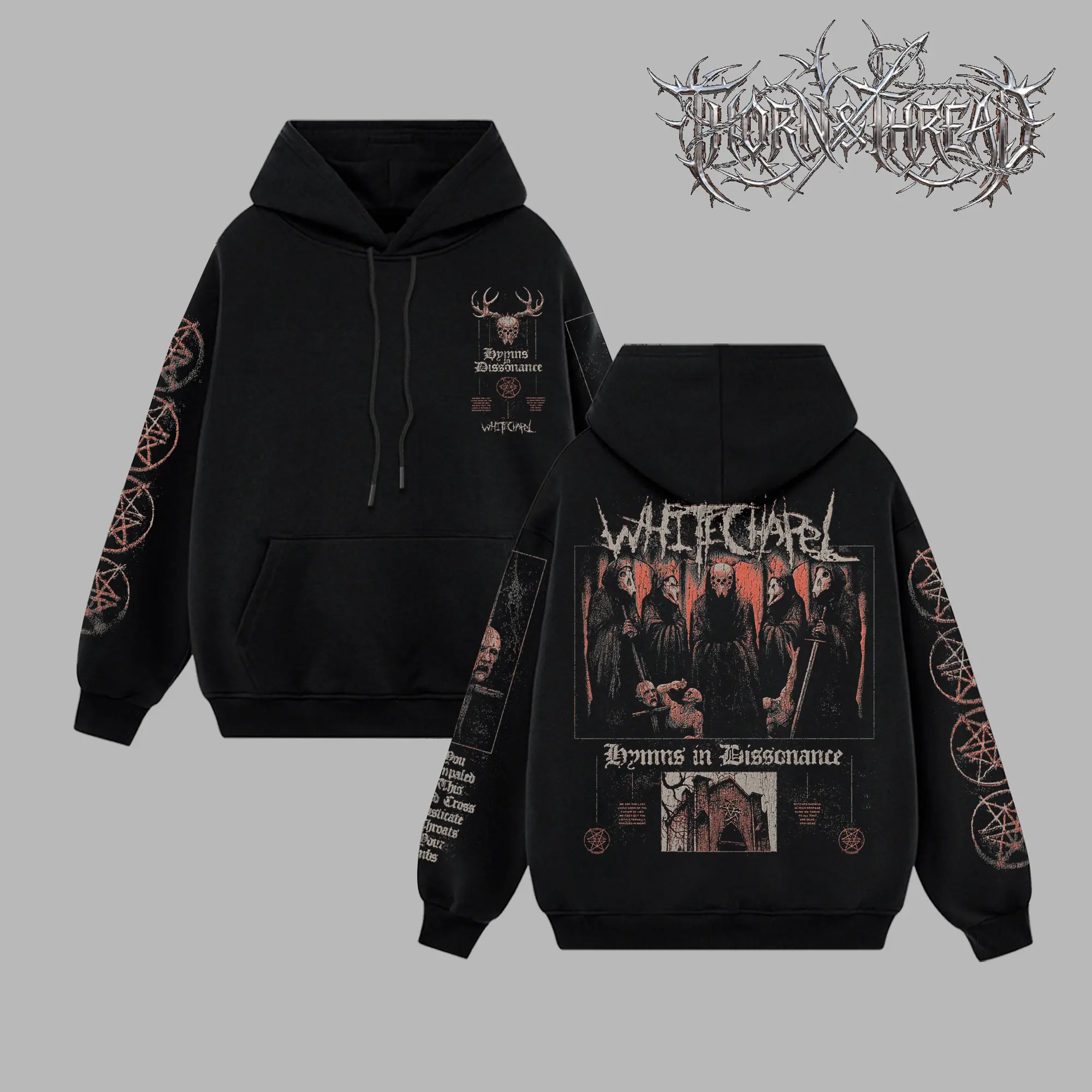WHITECHAPEL 'HYMNS IN DISSONANCE' V2 T-shirt Hoodie Rock Music Metal Deathcore Gothic Punk Emo Grunge Graphic Design Top Cotton Streetwear T-Shirt Crewneck Clothes Menswear Womenswear