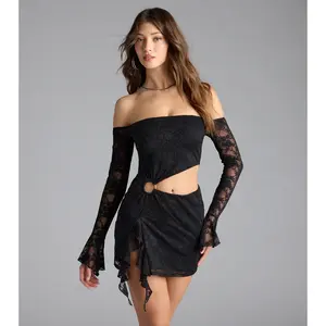 Next Level Stunner Off-The-Shoulder Lace Mini Dress