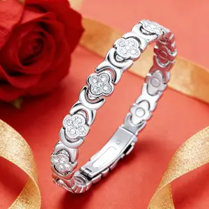 Ladies' Silver-Plated Pure Copper Magnetic Bracelet – Proven 3800 Gauss Effective Magnets, Stylish Elegant Stackable Design, Modern Fashion Jewelry Accessory & Gift