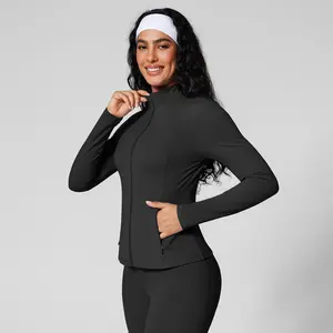 BRXL【Discount for live】Slim Fit Zip Up Sports Jacket Women Workout Jacket with Side Pockets Lightweight Stretch Fabric Athletic Outerwear for Gym Running Street Style Casual Wear #outdoorfun -brxl-3