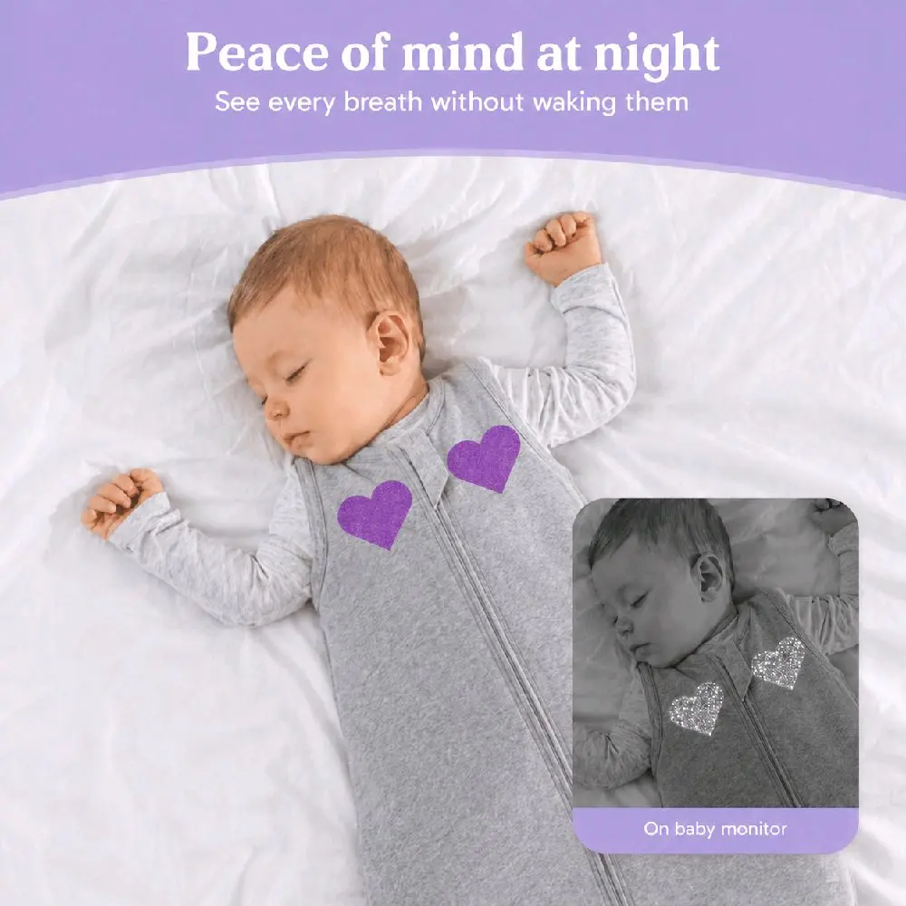 Baby Monitor Visibility Patch Iron On Soft Flexible Sleepwear Patch for Night Checks Baby Breathing Visibility Peace of Mind for Parents