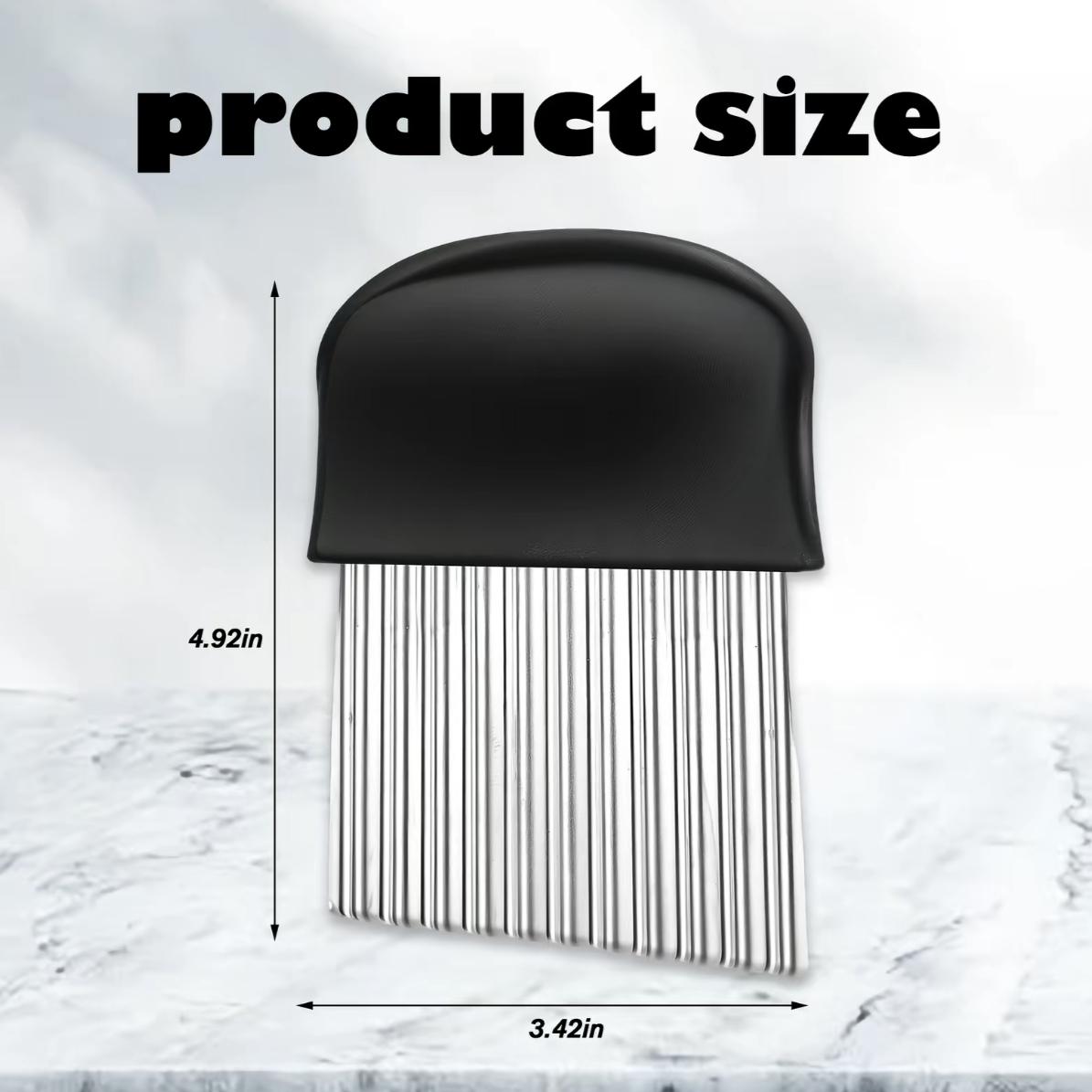 2 Counts Large Crinkle Cutter, French Fry Slicer, Potato Knife Cutter, Wavy Chopper for Fruits and Vegetables, Stainless Steel Blade Kitchen Cutting Tool