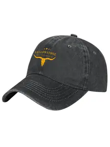 Yellowstone Dutton Ranch Vintage Washed Dad Hat 100% Cotton Adjustable Baseball Cap with Longhorn Logo