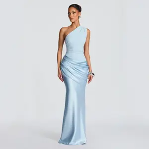 Slim Off-shoulder Bodycon Maxi Dress Solid Color Sleeveless  Evening Party Gown Dresses For Women Clothing