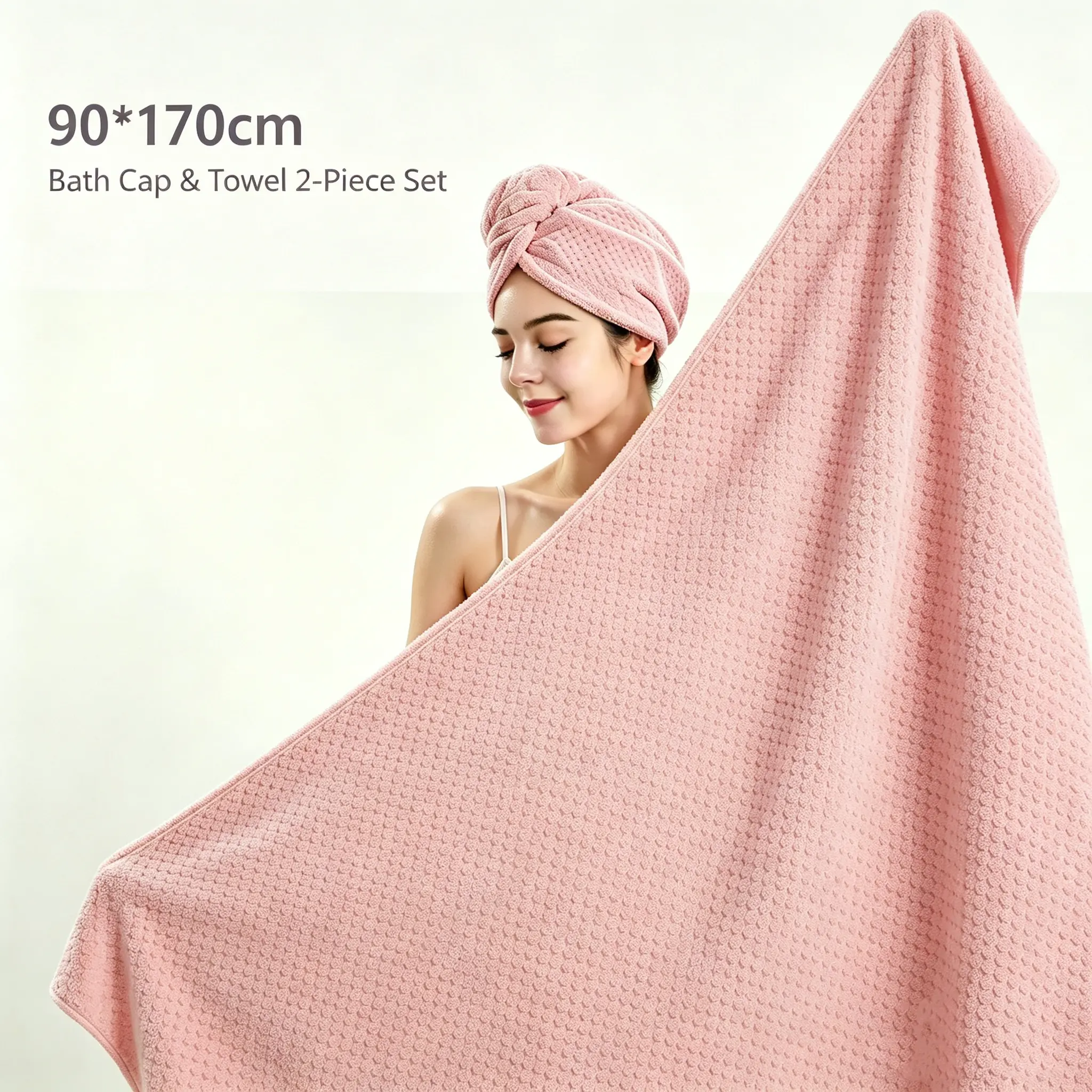 Large Family Bath Towel & Shower Cap Set (30x67 Inches) - Quick Dry, Super Soft, Absorbent & Durable - Ideal for Bathroom, Pool, Travel, Gym & Beach