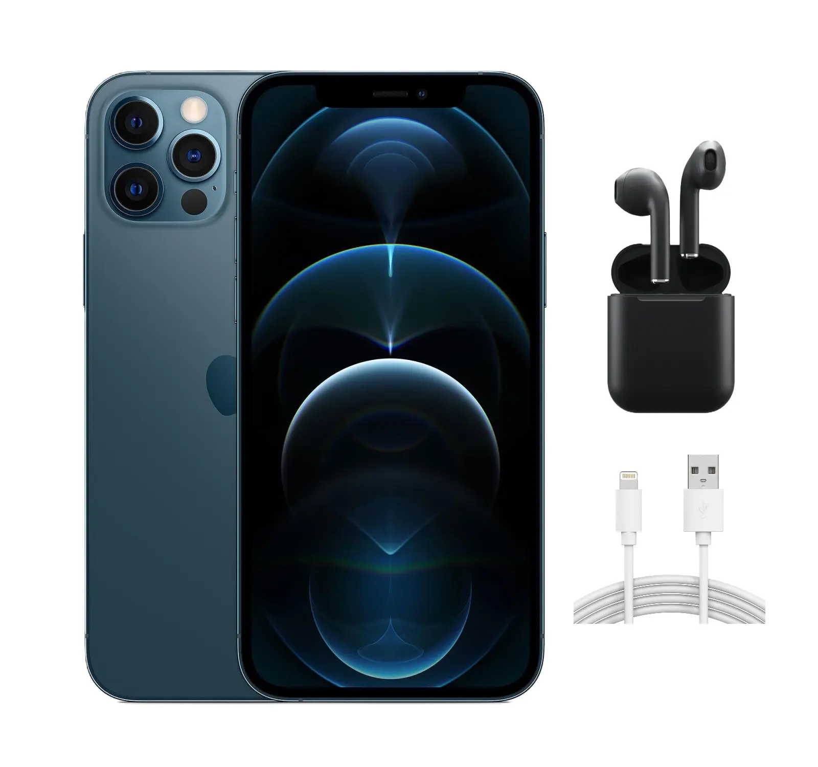 Refurbished iPhone 12 Pro (Unlocked)-Good Condition Bundle with Wireless Earbuds & 1 Year Warranty