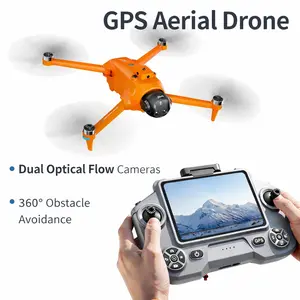 GPS Aerial Drone with 4.5” Screen Controller, Dual Optical Flow Cameras, 40-Min Flight (2 Batteries), 360° Obstacle Avoidance, Brushless Motor, FPV, Follow Me & Gesture Control for Outdoor Photography