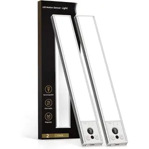 [New deal] - 10inch Under Cabinet Lighting, LED Motion Sensor Light Indoor, 2400mAh USB Rechargeable Closet Lights, Dimmable & Magnetic Wireless Under Counter Lights for Kitchen, Pantry, Stairs (2 Pack)