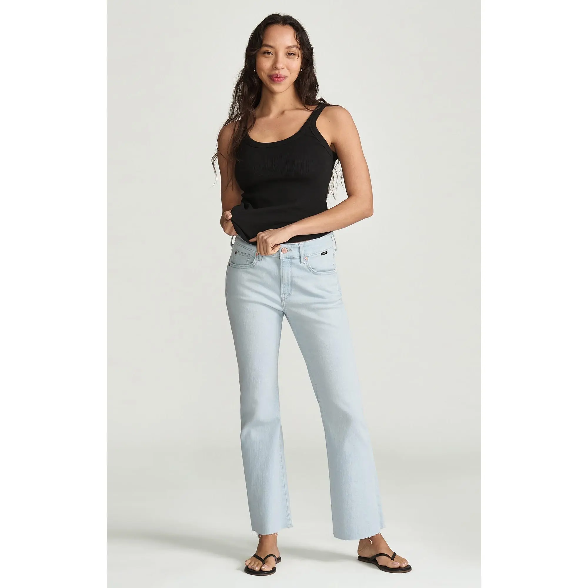Women's Vintage Bleached Flex Blue Vicky Cropped Bootcut Jeans, Cotton Denim Bottoms, Pants, Style, Cropped Jeans, Stretchy Jeans