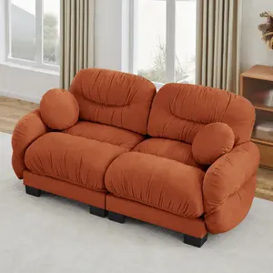 81.8" Cloud Modular Sectional Sofa Couch Chenille 2-Seat Loveseat for Studio Apartment, Plush Quilted Deep Soft Cushions, Requires Assembly, Ideal for Modern Urban Living Room Setup, Orange